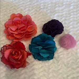 Colorful Floral Hair Accessories Set or lapel pins